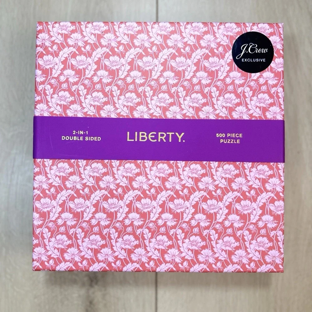 J Crew Liberty 500 Pc Puzzle Double Sided Floral Print Complete Gift Box Set